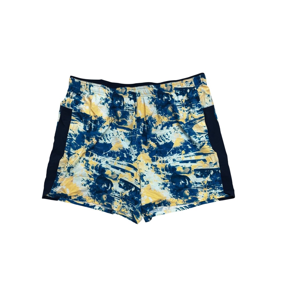 DSG Mens 5 Inch 2-in-1 Stride Shorts Blue Yellow Abstract Print XXL NWT